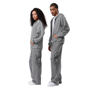 Custom Logo Breathable Anti-Wrinkle 100% Cotton Loose Fit Straight Leg Sweatpants with Drawstring Closure Side <b>Strips</b> for Men - Product Image 3
