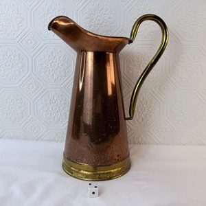 Vintage Copper Water <b>Jug</b> With Brass Handle And Base For <b>Drinks</b> Party Use 10–12.9 In Height Durable Metal Pitcher - Product Image 1