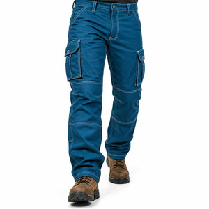 Pantalon de travail cargo unisexe bleu marine grande taille, plusieurs poches, résistant à l'abrasion, pantalon de soudage FR, uniformes personnalisés - Product Image 5