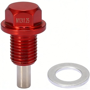 Tappo di Scarico Olio Magnetico in Alluminio Rosso M12 M14 M16 M20, Kit di Riparazione per la Svuotatura del Bagno Olio per la Maggior Parte delle BMW, Toyota, Nissan - Product Image 1