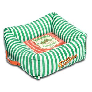 Ultra Plush Neutral Striped Designer Dog <b>Bed</b> <b>Easy</b> Wash Squared Pet <b>Bed</b> - Product Image 1