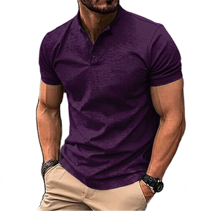Camiseta Polo Informal de Alta Calidad para Hombre, Color Violeta, Manga Corta, Estilo con Botones, MOQ Bajo - Product Image 1