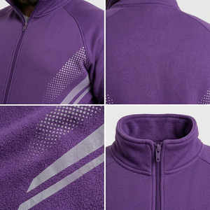 Ensemble de survêtement pour homme grande taille : veste de sport et pantalon de jogging en molleton imprimé avec fermeture éclair - Product Image 6