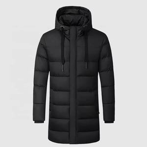 Men's Long Hooded Down Puffer Jacket <b>Winter</b> Casual Windproof <b>Thick</b> Black Zipper Closure Regular Fit Solid Color <b>Coat</b> - Product Image 4