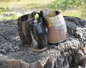 Real Buffalo Horn <b>Mugs</b> Eco-Friendly Handmade Durable <b>Large</b> Capacity Classic with Handle Reusable Travel Picnic Beer Glasses - Product Image 5