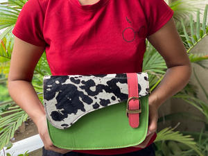 Bolso de hombro de cuero reciclado para mujer, bandolera de cuero de Color rechoncho - Product Image 3