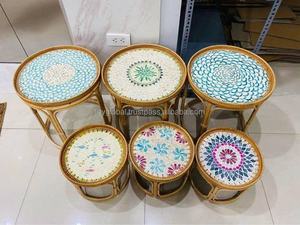 Plateau en rotin de nacre de qualité supérieure, plateau décoratif, plateau de service - Product Image 4