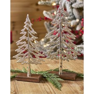 Decorative Metal <b>Christmas</b> <b>Tree</b> Figurine Sculpture Handcrafted <b>Tabletop</b> Decor with Wood Stand Festive Home Decoration Sculpture - Product Image 1