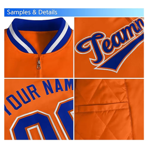 Men's Blue Preppy Style Embroidered Bomber Jacket Personalized Letterman Jacket with Name and Number Fall Clothing - Product Image 4