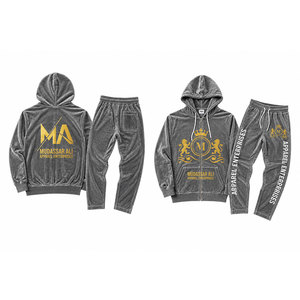 MUDASSAR for APPAREL ENTERPRISES Men's Vintage Hooded Full-Length <b>Tracksuit</b> Set 100% Polyester 340g Lightweight Drawstring - Product Image 3