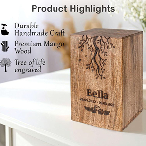 Wooden Ashes Urn with Velvet Bag Included Premium Wooden Memorial Urn Collection by AYAANS - Product Image 5