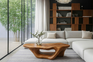 Mesa de Centro de Madera Maciza Moderna y Duradera Hecha a Mano con Diseño Sostenible y Base de Madera Natural para Decoración de Sala de Estar - Product Image 4