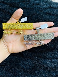 Colgante de Lujo con Nombre Personalizado de Moissanita VVS, Totalmente Cubierto de Piedras de Color Negro, Plata 925, Pasa el Test de Diamantes - Product Image 4