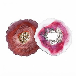 Juego de posavasos redondos de resina epoxi transparente de lujo, personalizados al por mayor, con elegante lámina plateada y remolinos blancos, para bebidas, en venta. - Product Image 6