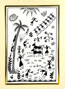 Pintura Metálica Colorida Hecha a Mano en 3D con Diseño Folclórico de Bihar Madhubani para Decoración de Sala de Estar - Product Image 2