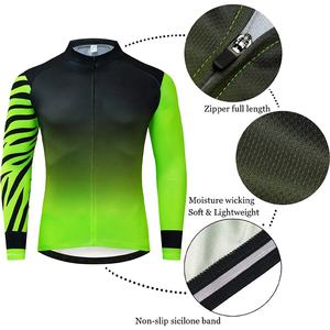 Camiseta de manga larga de ciclismo para hombre, ropa de ciclismo con bolsillos reflectantes y cremallera completa, sublimada - Product Image 5