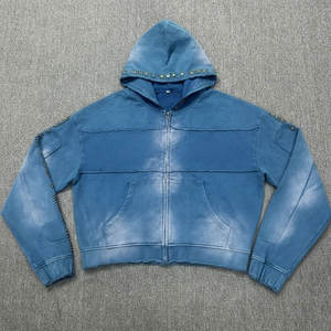 Sudadera con Capucha Personalizada para Hombre con Pedrería, Acabado Deslavado al Sol y Estilo con Cierre de Cremallera - Product Image 6