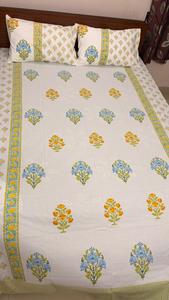 Hand Block <b>Printed</b> Cotton Bedsheet Floral Jaipuri Bedding Set Handmade <b>Botanical</b> Multicolor Jaipur Artisans Home Decor Wholesale - Product Image 2