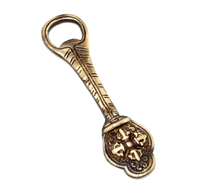 Ouvre-bouteille vintage en laiton avec motif Fleur de Lys gravé, en forme de clé, ouvre-bouteille manuel portable, outil de bar en métal - Product Image 4