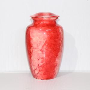 Elegante Urna Conmemorativa de Metal con Acabado de Mármol Rojo y Superficie Lisa y Brillante para Cremación - Product Image 1