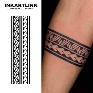 INKARTLINK Autocollant de <span class=keywords><strong>tatouage</strong></span> tribal rétro, motif tressé, à base de plantes, semi-permanent 15 jours, art corporel pour avant-bras, vente en gros - Product Image 1