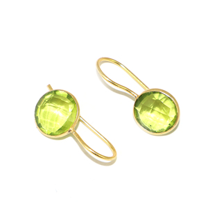 Pendientes Colgantes de Peridoto y Cuarzo Hidrotermal con Baño de Oro de 18K, Joyería Artesanal Moderna para Fiestas, Venta al por Mayor para Niñas y Mujeres - Product Image 3