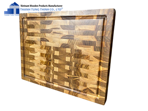 THANH TUNG THINH Wooden Cutting Board Rectangle Rustic Handmade Kitchen Wood Block For Food Use - Product Image 3