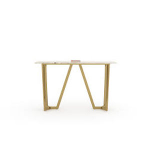 Elegante Mesa de Consola con Tapa de Mármol Sintético Blanco, Base en Forma de X de Acero Inoxidable Pulido en Oro y Plata, Mueble para Sala de Estar - Product Image 3