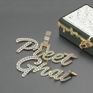 Colgante de Oro Sólido de 10K con Letra Inicial Cursiva, Collar Personalizado con Dijes de Diamantes Moissanita, Regalo Unisex Personalizado - Product Image 5