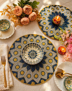 NeedleworkBest Seller Handmade Beaded Placemats and Indian Style Coasters Custom <b>Table</b> Decor by Creative Art Zone - Product Image 5