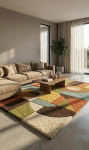 Luxury Modern <b>Abstract</b> Geometric Hand Tufted Wool Anti-Slip Area Rug Soft Plush Living Room Bedroom Floor Decor - Product Image 4