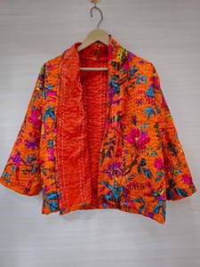 Cotton Kantha Quilted Boho <b>Jacket</b> <b>Patchwork</b> Handmade Upcycled Bohemian Reversible Breathable Eco-Friendly Outerwear Hippie - Product Image 2