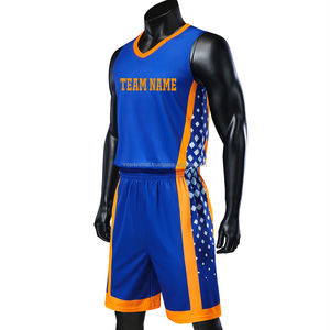 Ensemble de maillots et shorts de basketball pour hommes, personnalisable avec nom et numéro, respirant, anti-humidité, protection UV, imprimé par transfert thermique, grandes tailles - Product Image 2