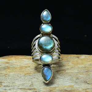 Bague artisanale en labradorite, labradorite naturelle chatoyante, bague en argent, bijoux bohèmes tendance - Product Image 3