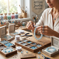 Perles en verre filé à la main de qualité supérieure, motif floral bleu, fil doré, 12 mm, artisanat décoratif pour la fabrication de bijoux