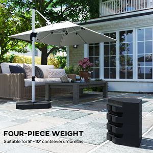 Base de parasol autoportante robuste noire réglable pour remplissage d'eau ou de sable pour parasols Roma 3,5 m 132/176 lb pour utilisation en piscine - Product Image 4