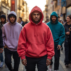 <b>Men</b> Heavyweight Streetwear Hoodie <b>Thick</b> Cotton <b>Fleece</b> Oversized Casual Pullover Warm Sweatshirt OEM Wholesale Supply - Product Image 3
