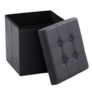 FCH 38*38*38cm negro PVC MDF reposapiés de almacenamiento plegable con punto de tracción para la organización del hogar - Product Image 3