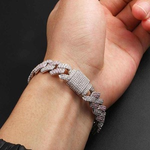 Trendy Iced Out Silver Rhodium Plated Cuban Link <b>Bracelet</b> for Men Luxury Diamond Look Unisex Hip Hop Jewelry - Product Image 1