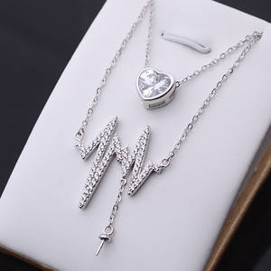 Collar con Colgante de ECG de Plata S925 con Cadena para Clavícula, Accesorios Semiterminados para Mujer, Bandeja Hueca para Perlas 276 - Product Image 1