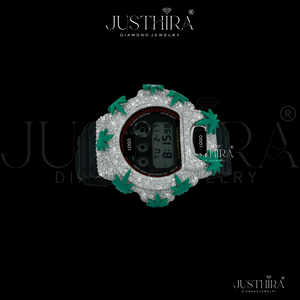 Reloj G-Shock de Lujo con Diamantes, Correa Negra con Acabado Plateado Premium, Resistente al Agua, Regalo de Boda o Compromiso Unisex - Product Image 2
