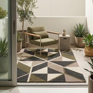 Alfombra Moderna de Diseño Geométrico con Patrón de Bloques Triangulares Abstractos, Alfombra Decorativa para Sala de Estar, Dormitorio, Oficina, Decoración del Hogar - Product Image 6