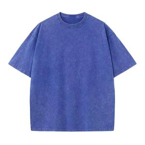 เสื้อยืดถักแบบ Acid Wash แฟชั่น ป้ายโลโก้สั่งทำ ผ้าฝ้าย 100% ทรงโอเวอร์ไซส์ เสื้อผ้าสตรีทแวร์ผู้ชาย ผ้าสั่งทำ เสื้อยืดขายส่ง - Product Image 1