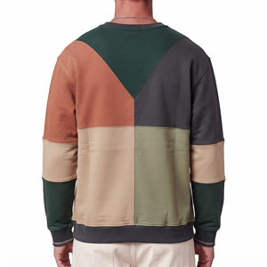 Sweat-shirt décontracté à blocs de couleur, imprimé sur mesure, en mélange de coton, col rond, fabricant OEM ODM, usine de vêtements de mode en gros - Product Image 5