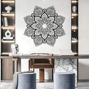 Grande décoration murale ronde en métal style Art Déco, motif mandala floral, pour chambre, bureau, salle de yoga - Product Image 3