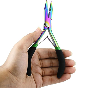 Stainless Steel Hair Extension Pliers And <b>Needle</b> Hook Kit Micro Ring Link <b>Bead</b> With Pu Leather Case <b>Beads</b> Links Plier Tools - Product Image 1