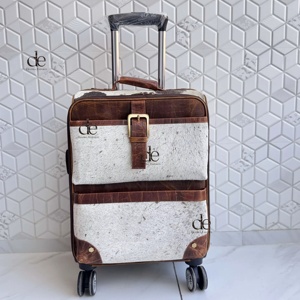 Real Cowhide Leather Luggage Bags Multi Uses Handmade <b>Trolley</b> Bag Unisex Big Size Multi Uses Hair on Hide Handmade <b>Suitcase</b> - Product Image 1