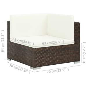 Conjunto de 7 Muebles de Jardín en Color Crema, Blanco y Marrón - Product Image 6