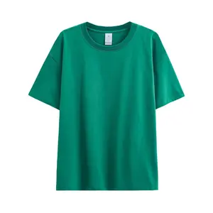 カスタマイズ可能な高品質230gsm100% コットンレギュラーフィットブランククルーネック半袖Tシャツ男性女性のためのカスタムロゴ印刷