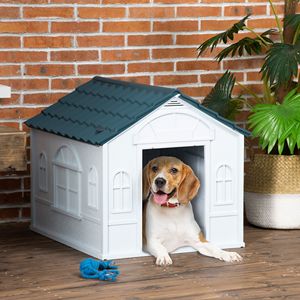 Cuccia per Cani in Plastica Blu Facile da Montare, Resistente all'Acqua, per Interni/Esterni, con Porta, per Cani di Taglia Media e Piccola - Product Image 2